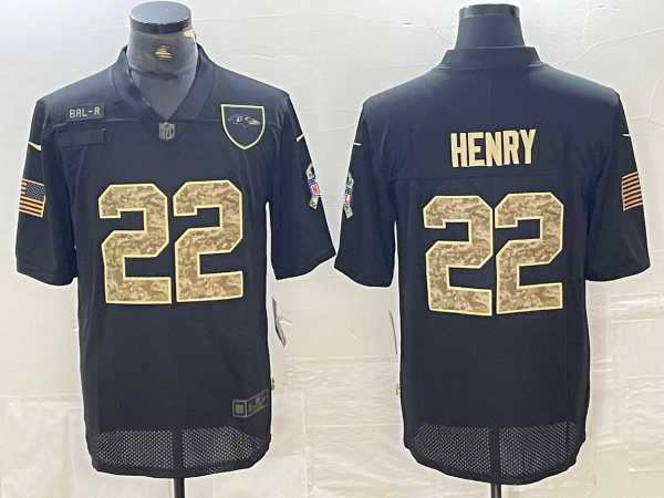 Men's Baltimore Ravens Derrick Henry #22 Black Jersey